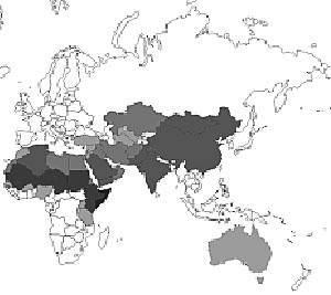 Camel worldwide distribution map