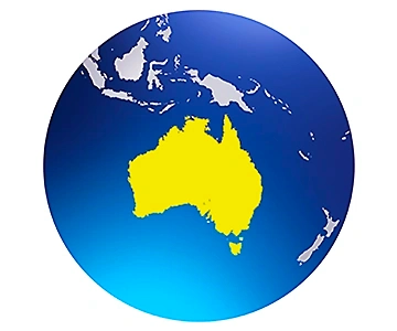 Image of Australian continent in SOuthern Hemisphire