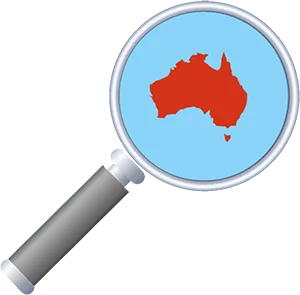 Magnifying Glass with Australia in center
